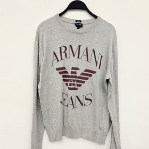 Armani Jeans Light Gray Crewneck Sweatshirt with Logo